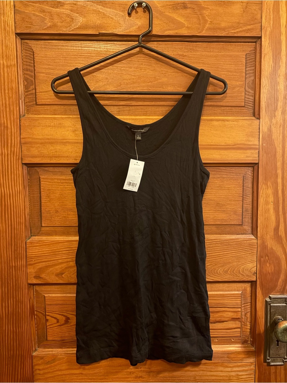 Banana republic Women's Black Ribbed Tank Top - Classic Scoop Neck size L NWT